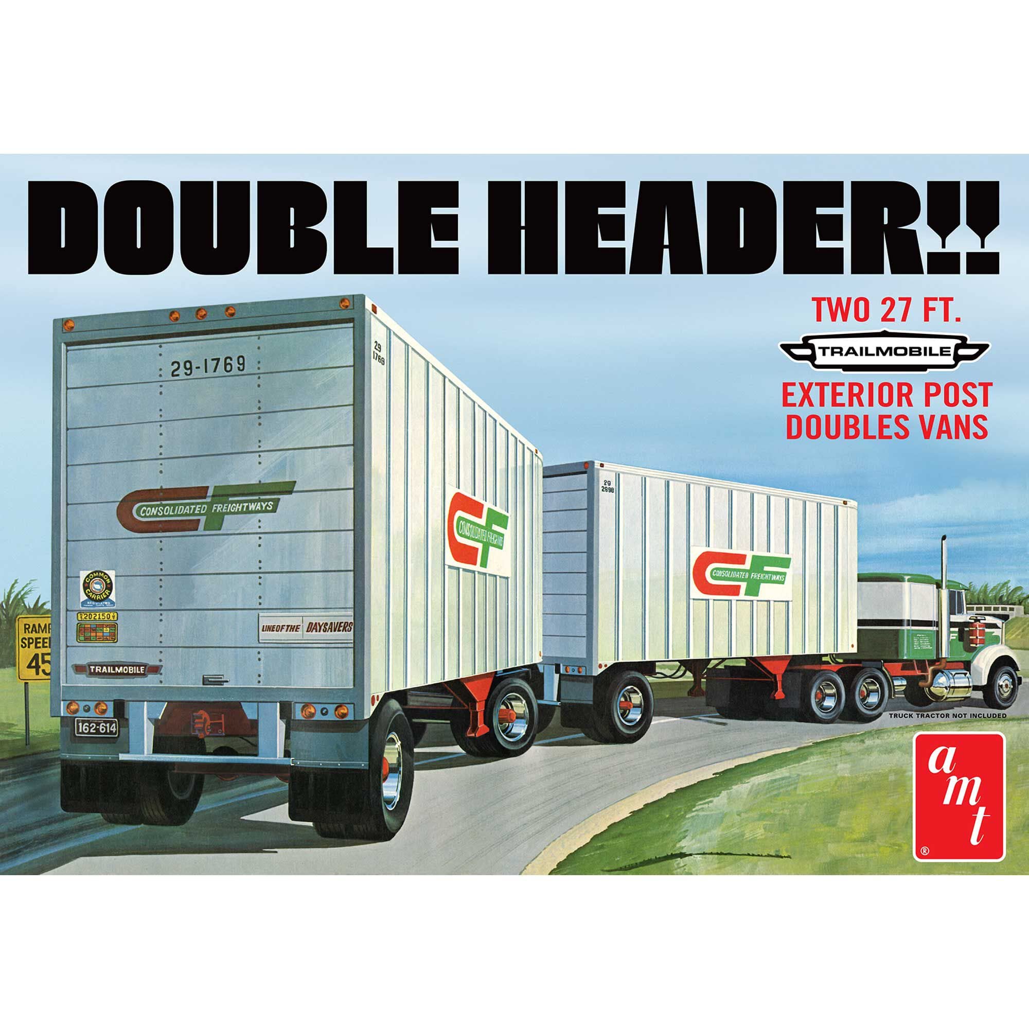 AMT 1132 1/25 Double Header Tandem Van Trailers Truck Model Kit Trailmobile