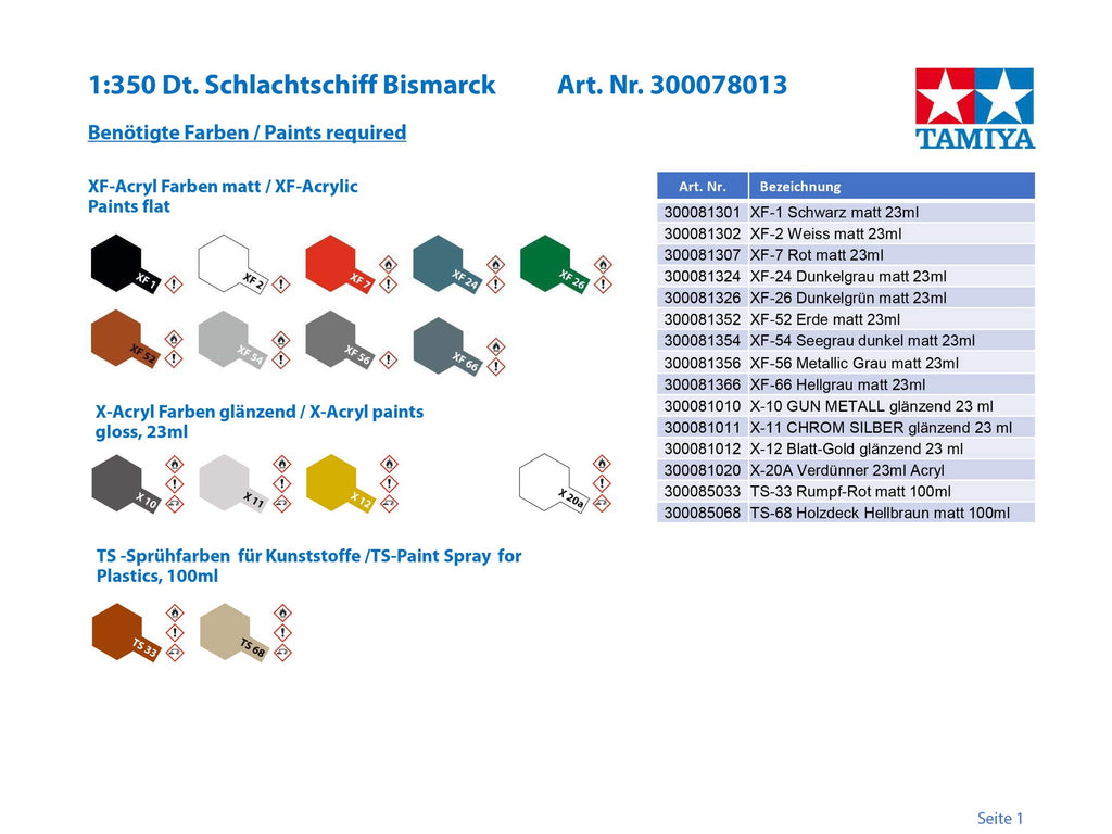 Tamiya 78013 1/350 German Battleship Bismarck Model Kit