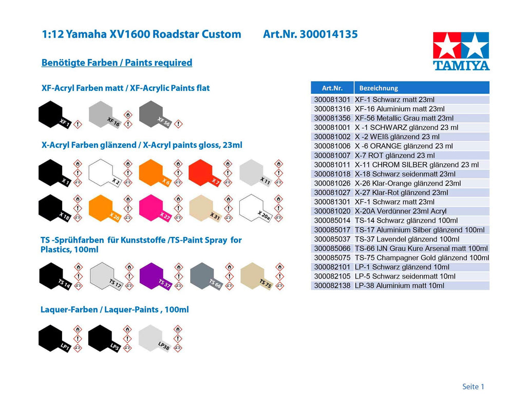 Tamiya 14135 1/12 Yamaha XV1600 Road Star Custom