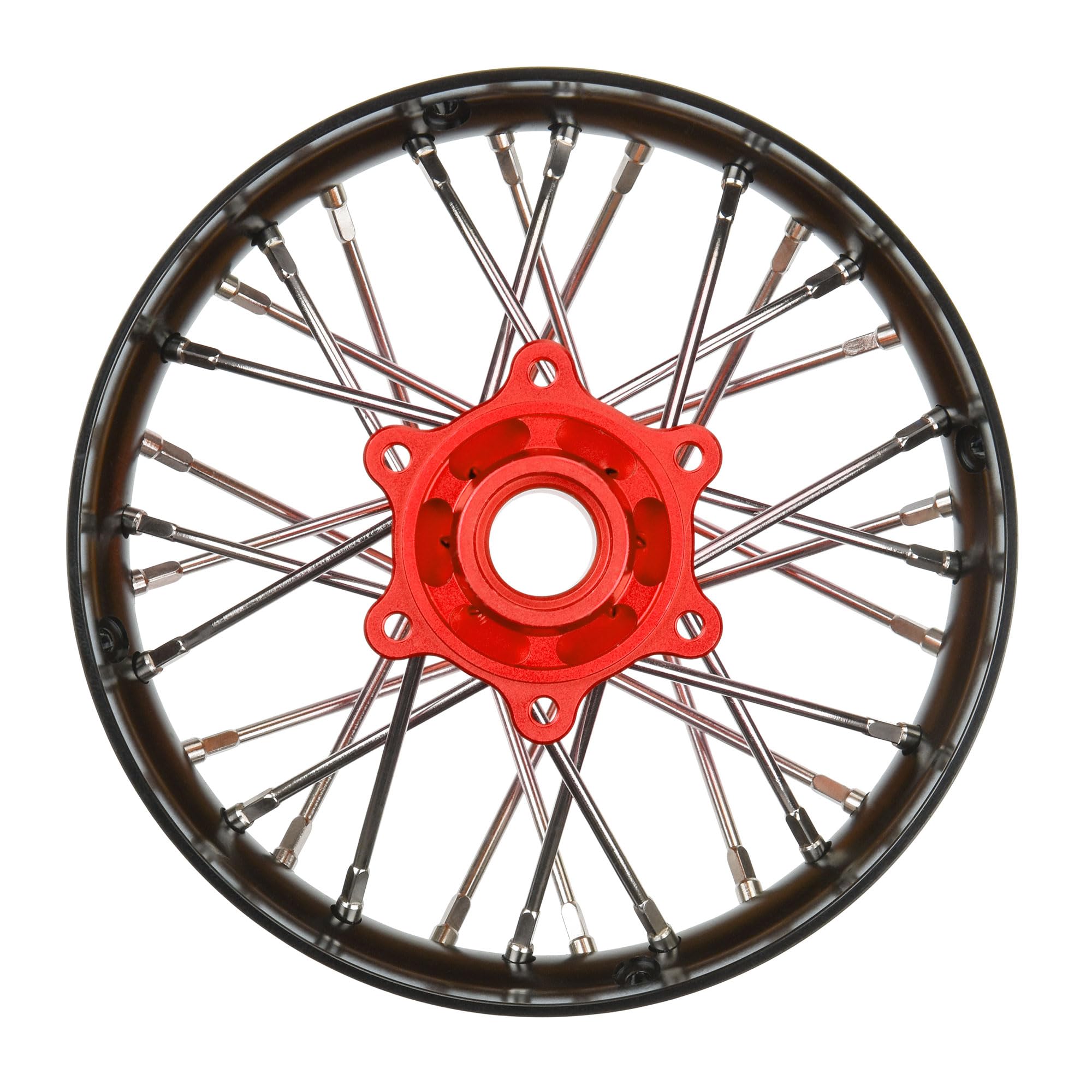 Pro-Line 284800T2 Pro-Spec Aluminum V2 Bead Rear Wheel Black/Red (1): Losi Promoto-SM