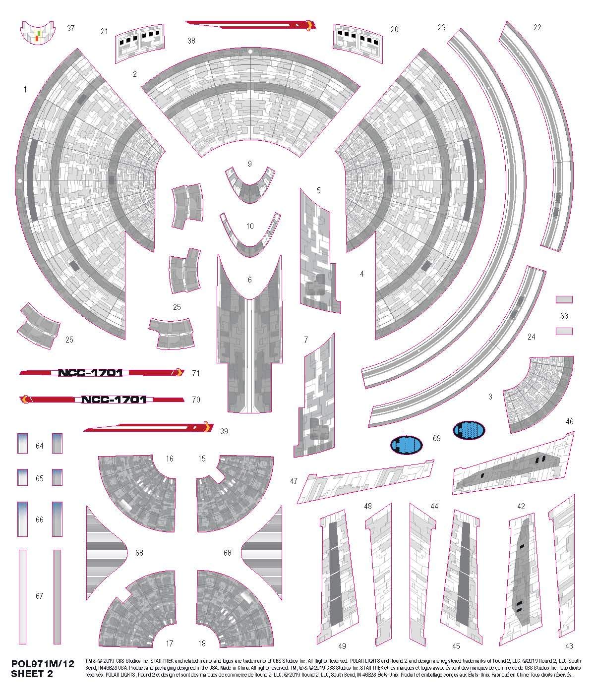 Polar Lights 971M 1/2500 Star Trek USS Ent, Snap Model Kit