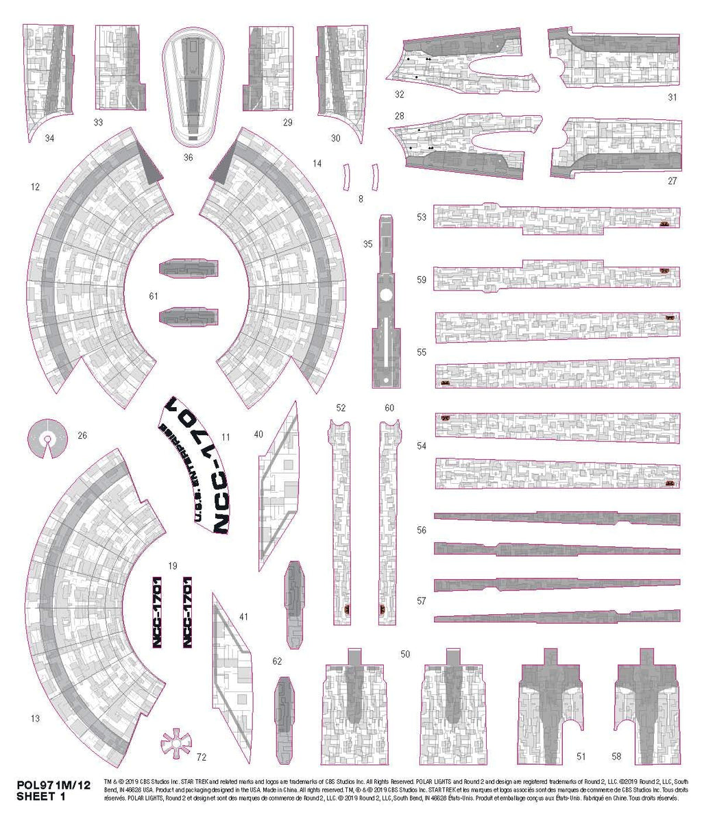 Polar Lights 971M 1/2500 Star Trek USS Ent, Snap Model Kit
