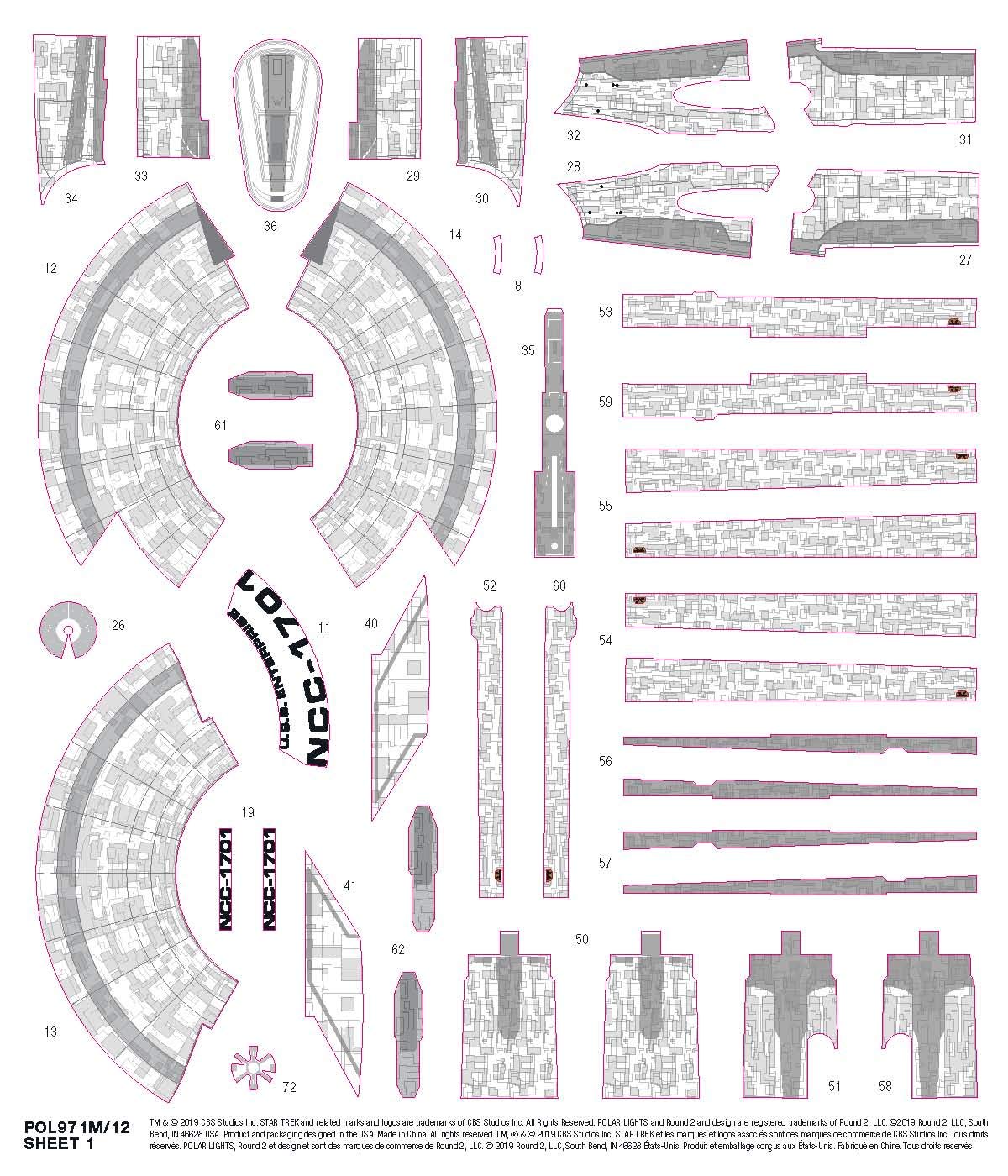 Polar Lights 971M 1/2500 Star Trek USS Ent, Snap Model Kit