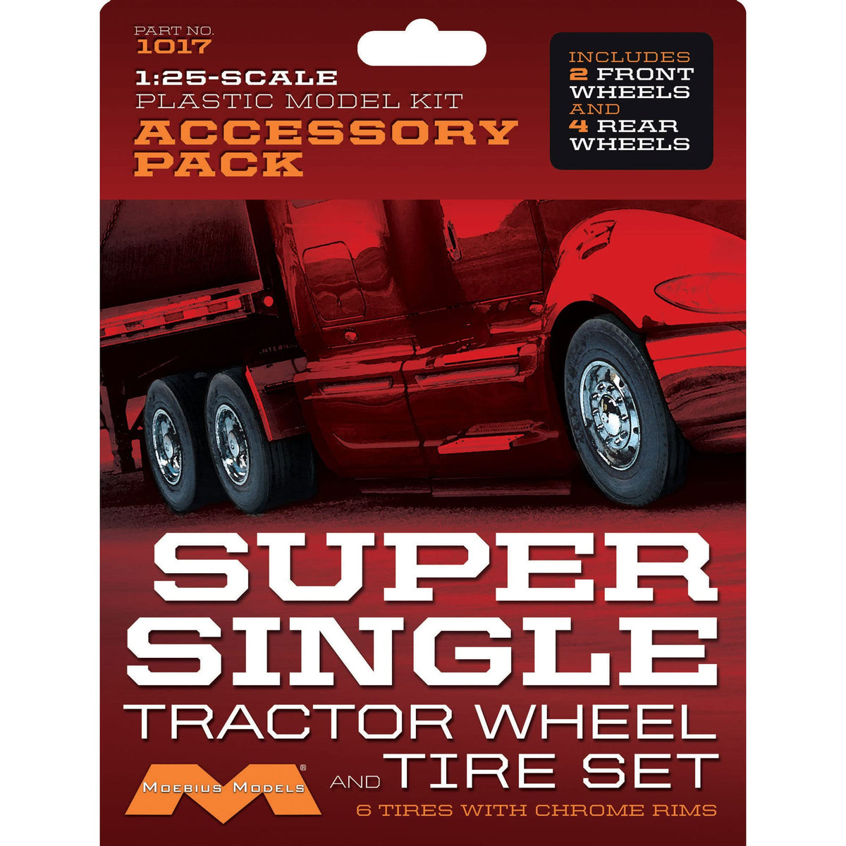 Moebius Models 1017 1/25 Super Single Tractor Wheel & Tire Set (6) Model Kit