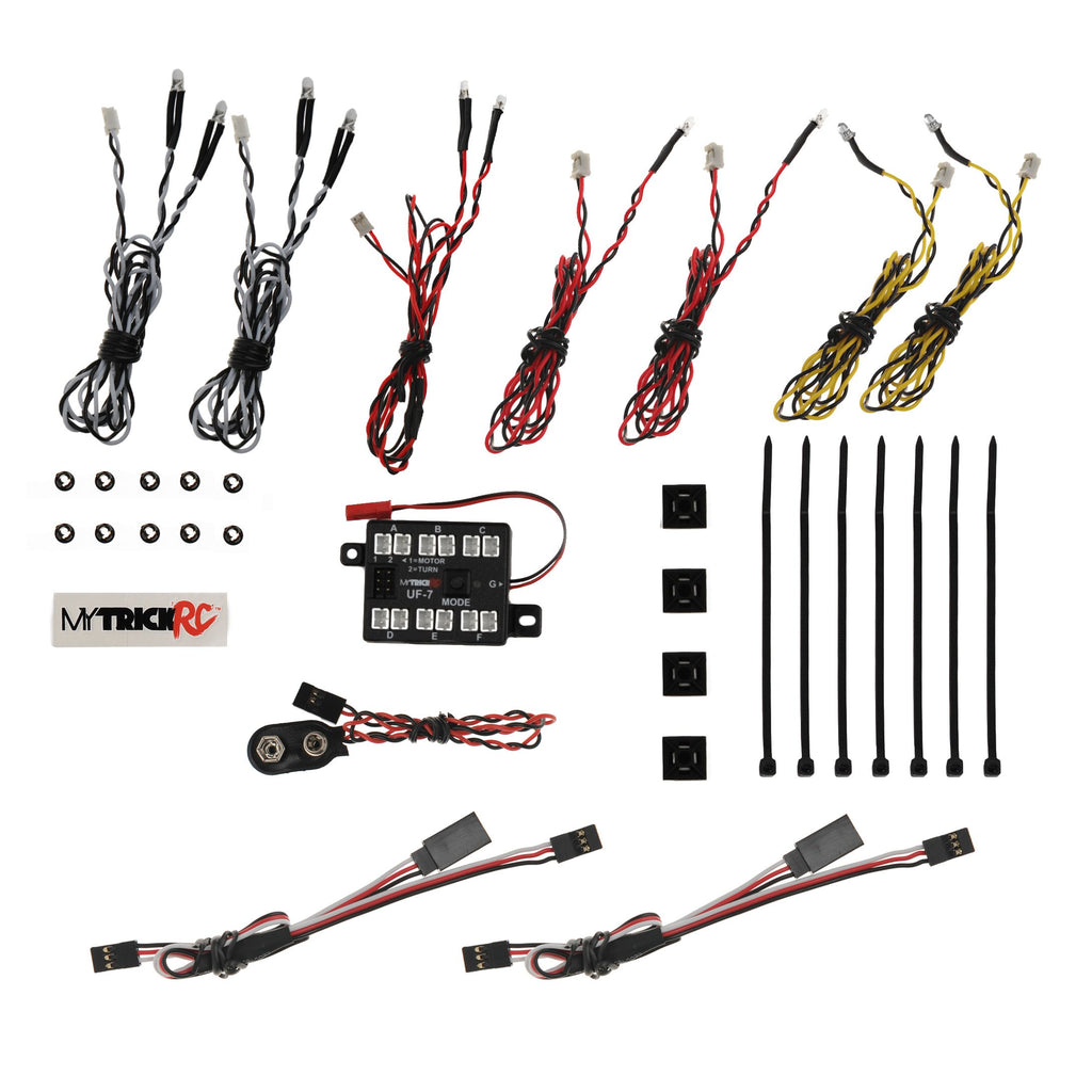 MyTrickRC CR2 Car Package 4 Headlight - 1-UF-7 Controller, 4-White,