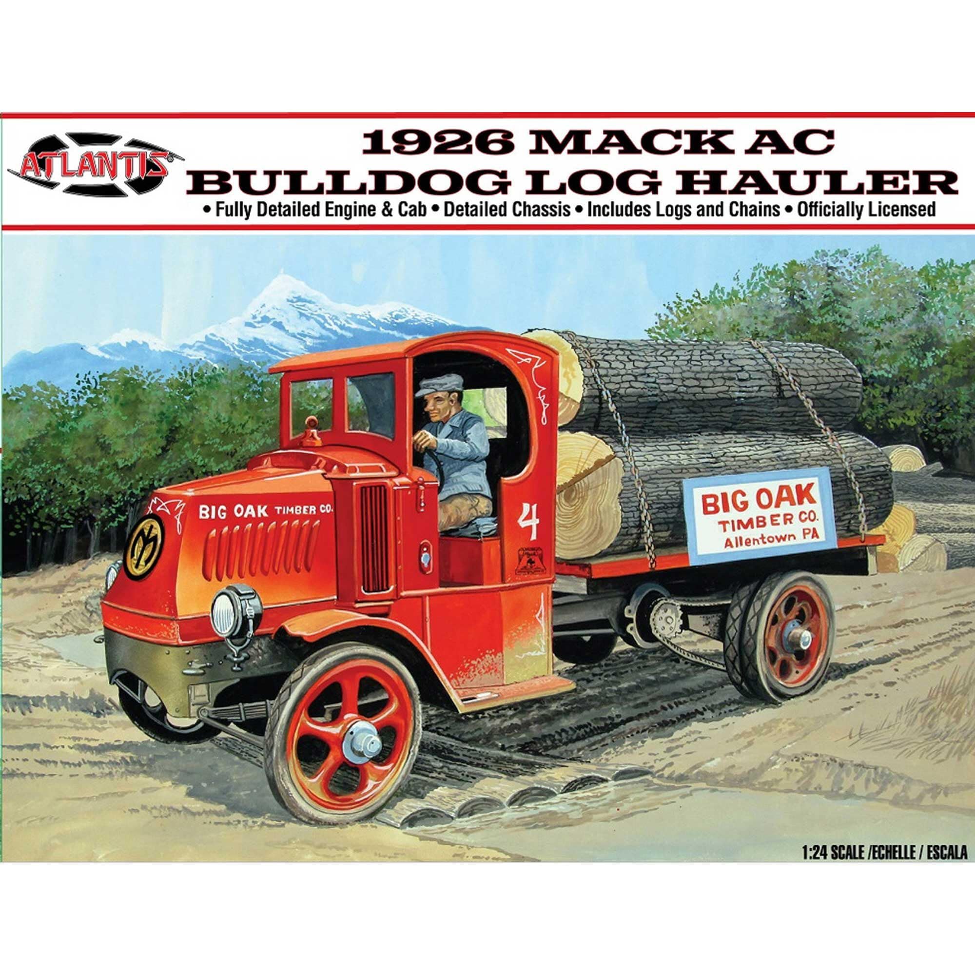 Atlantis M2401 1926 Mack Bulldog Log Hauler  1:24 Model Kit