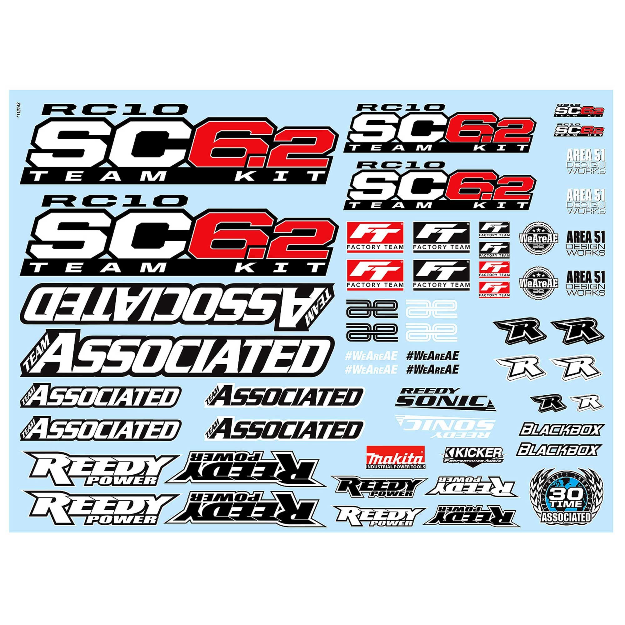 Team Associated 71154 RC10SC6.2 Decal Sheet
