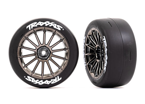 Traxxas 9374R 2.0" Black Chrome Front Wheels & Response Tires (2)