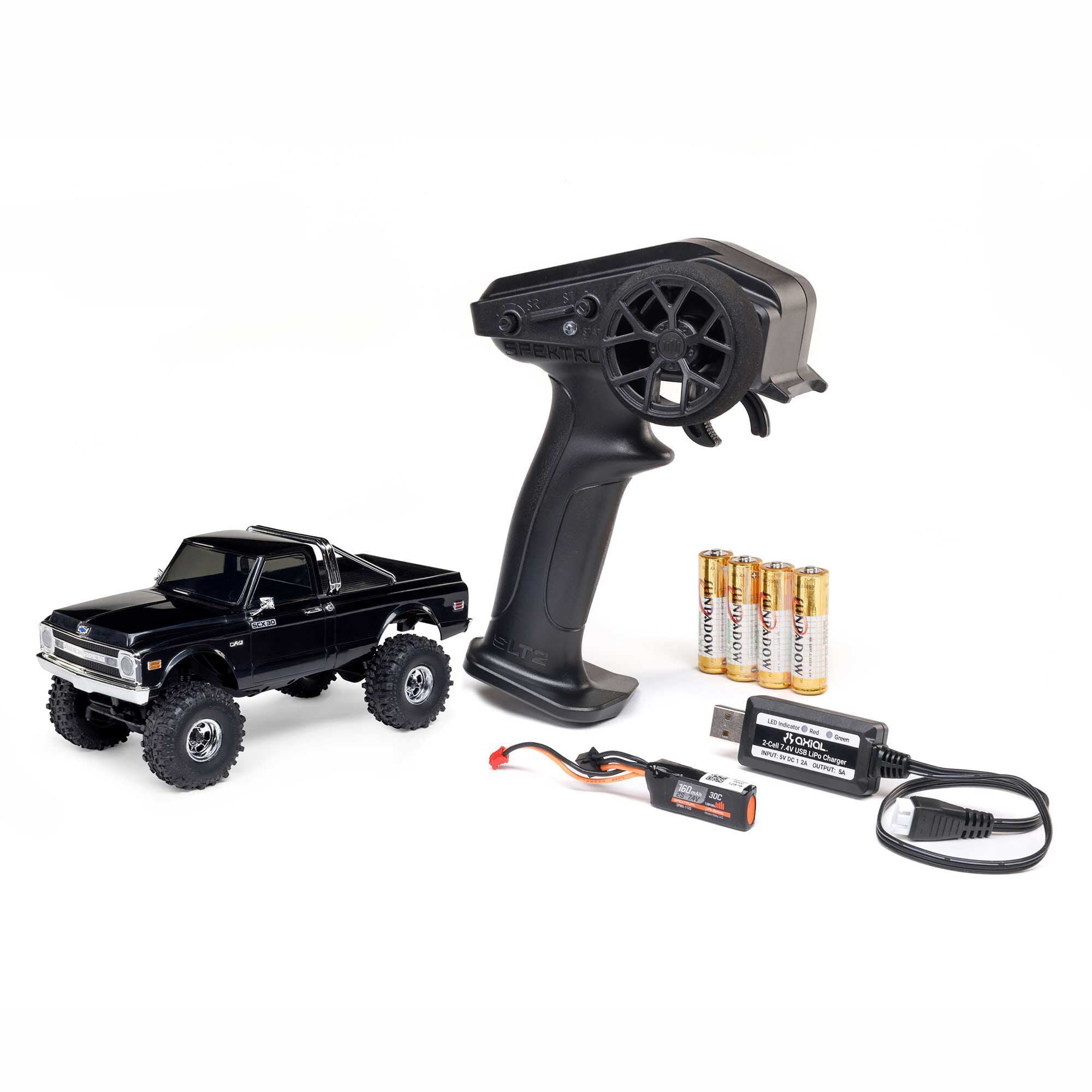 Axial AXI-2260T2 1/30 SCX30 Chevrolet K10 4X4 RTR Brushed Rock Crawler, Black