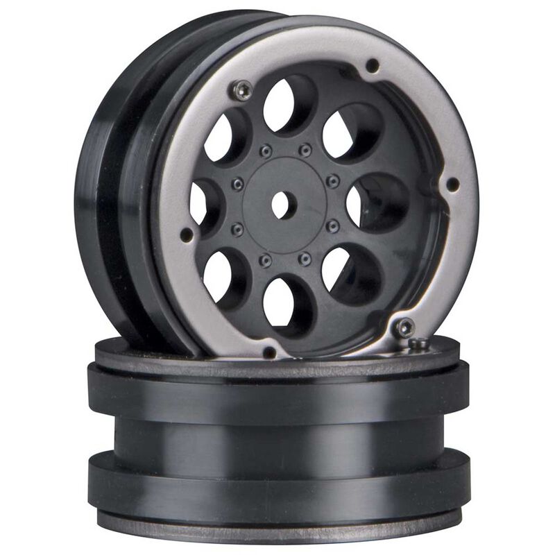 Axial AX8087 Black 8-Hole 1.9" Bead-Lock Wheels(2) 12mm Hex: 1/10