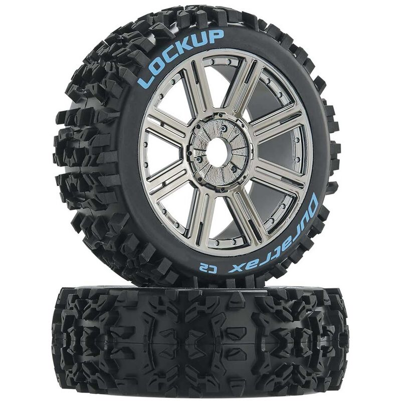 Duratrax DTXC3617-FINAL Lockup 1/8 C2 Buggy Tires Mounted Black Chrome 17mm
