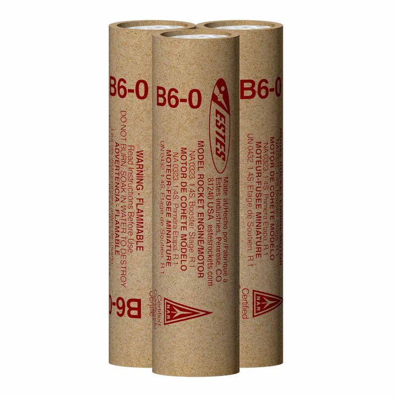 Estes 1608 B6-0 Rocket Engines 3 Pack Booster Motors 18mm Model