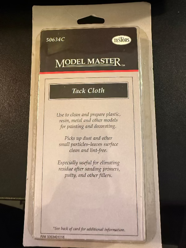 Testors Model Master 50634C Tack Cloth NOS NIP Model Kit Painting Prep