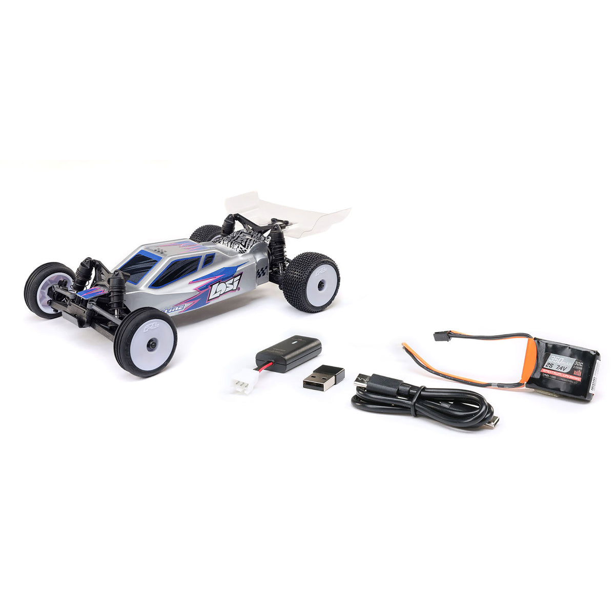 Losi LOS00007T2 Micro-B 2WD Buggy RTR, Silver