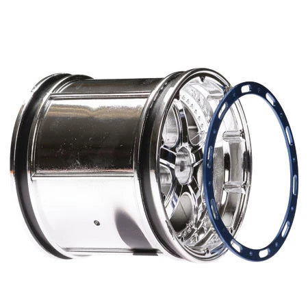 Losi LOSB7005 Bead Lock Look Wheels Blue Rings (2) LST Aftershock RC Truck