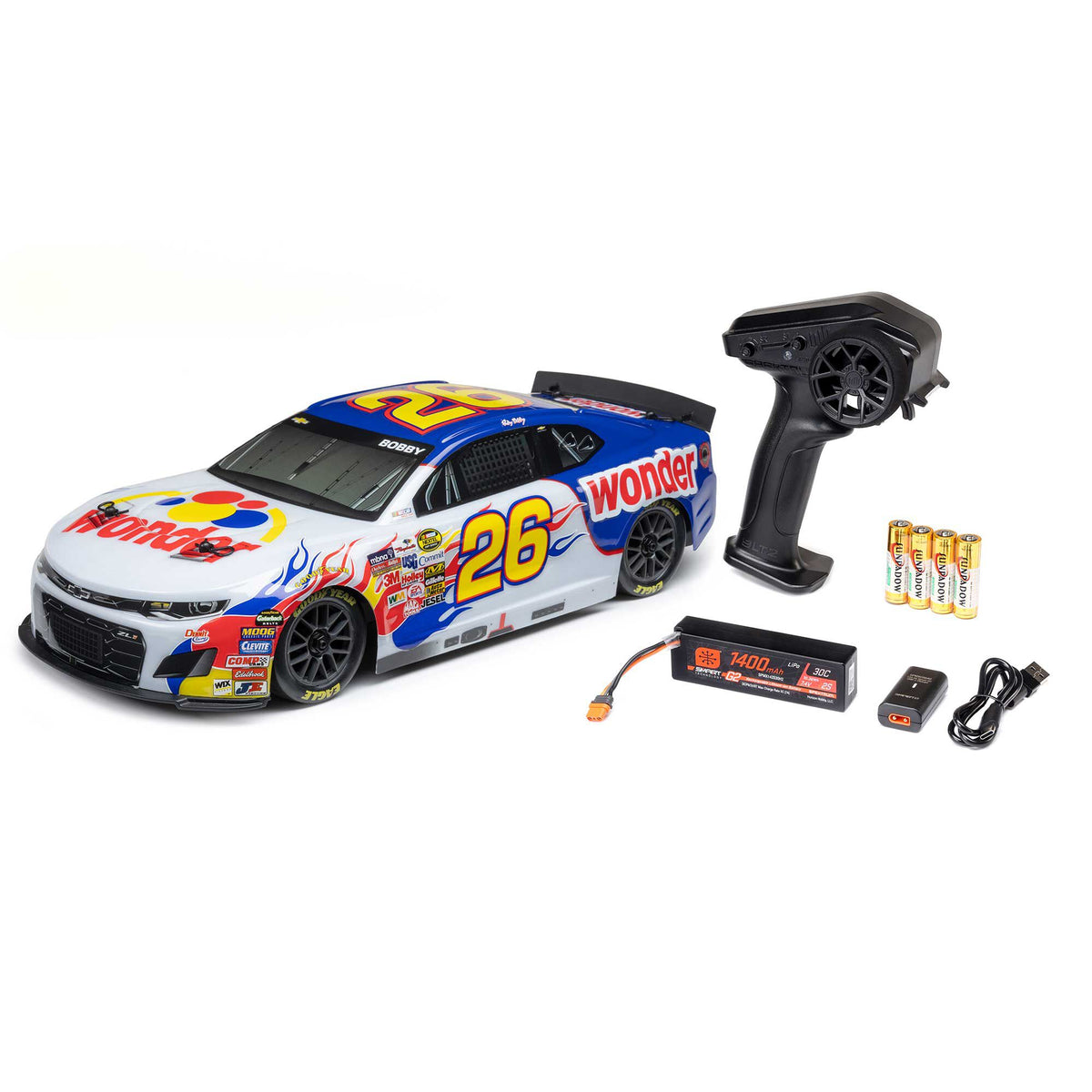 Losi LOSF1122626 1/12 NASCAR Ricky Bobby #26 Wonder Bread Chevy ZL1 RC Car RTR