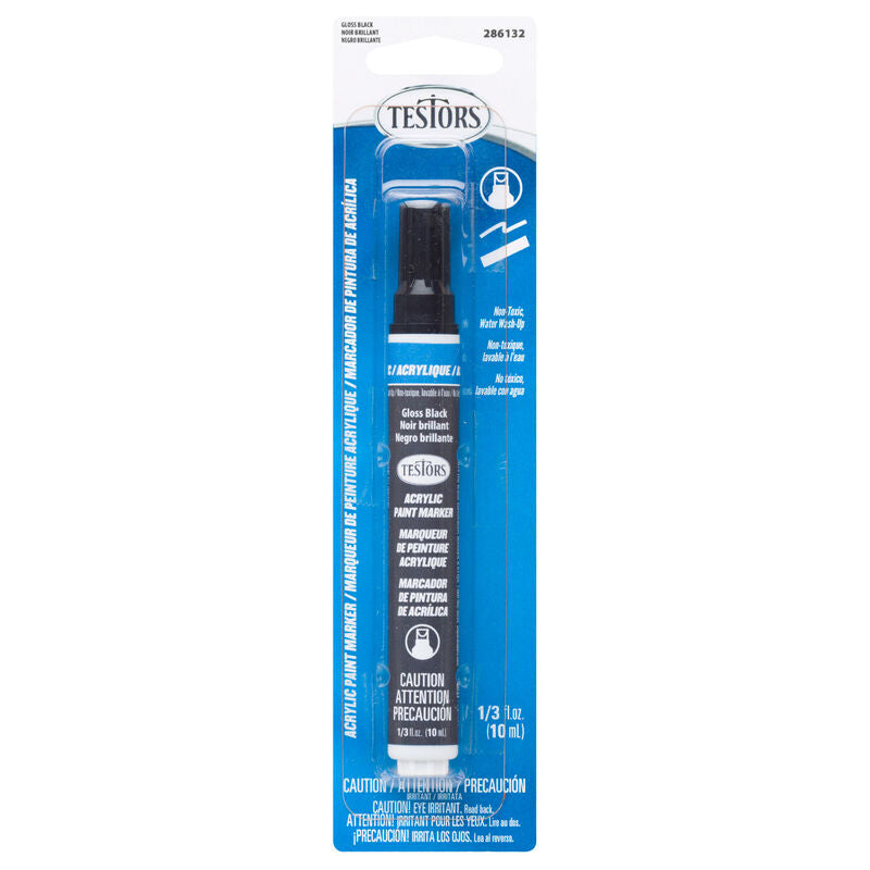 Testors 286132 Acrylic Paint Marker Gloss Black Water Based Model Hobby