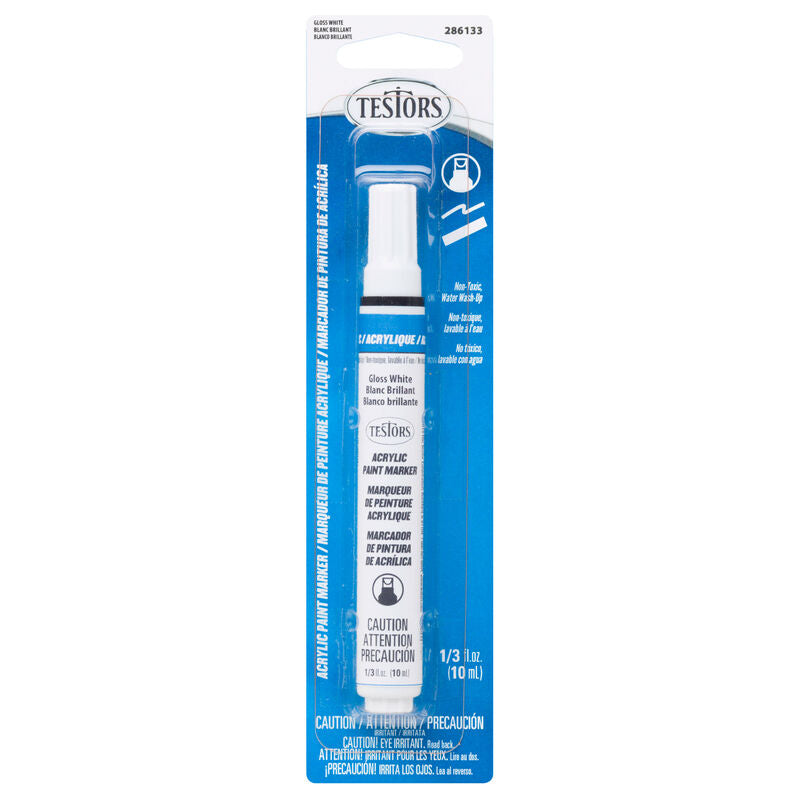 Testors 286133 Gloss White Acrylic Paint Marker 1/3 oz Hobby Model