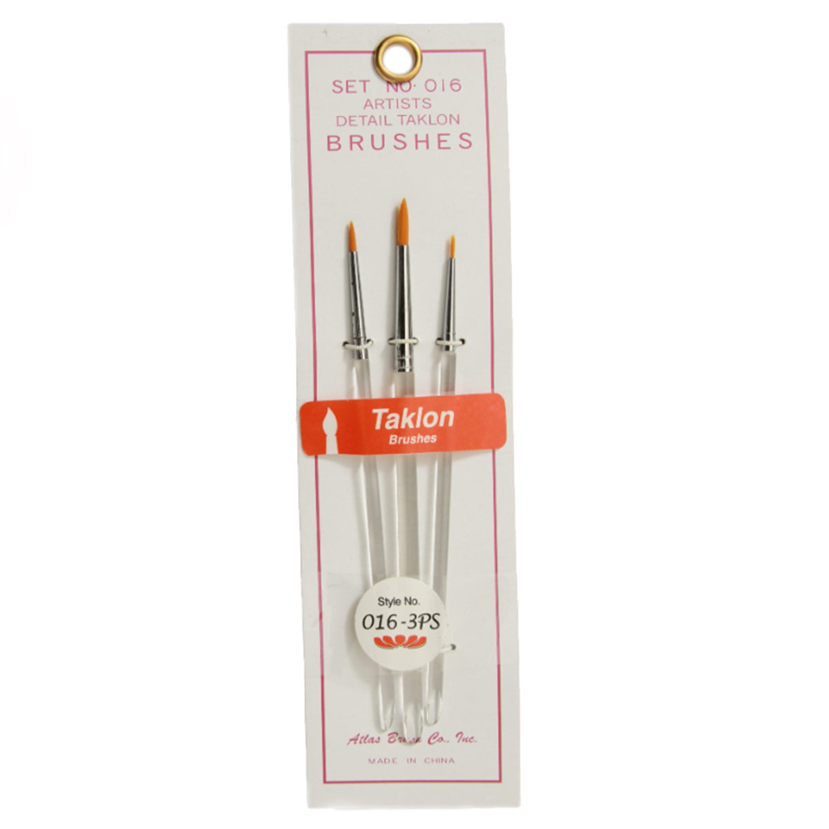 Atlas Brush ABS016-3PS Golden Taklon Detail Brush Set 3pc Sizes 2 0 5/0