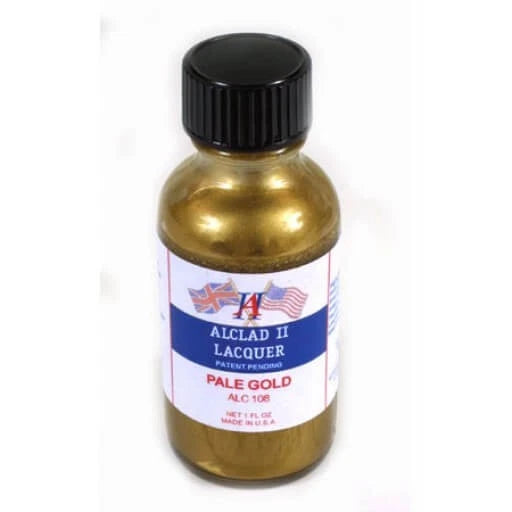 Alclad II Lacquers 108 Pale Gold Lacquer Paint 1oz