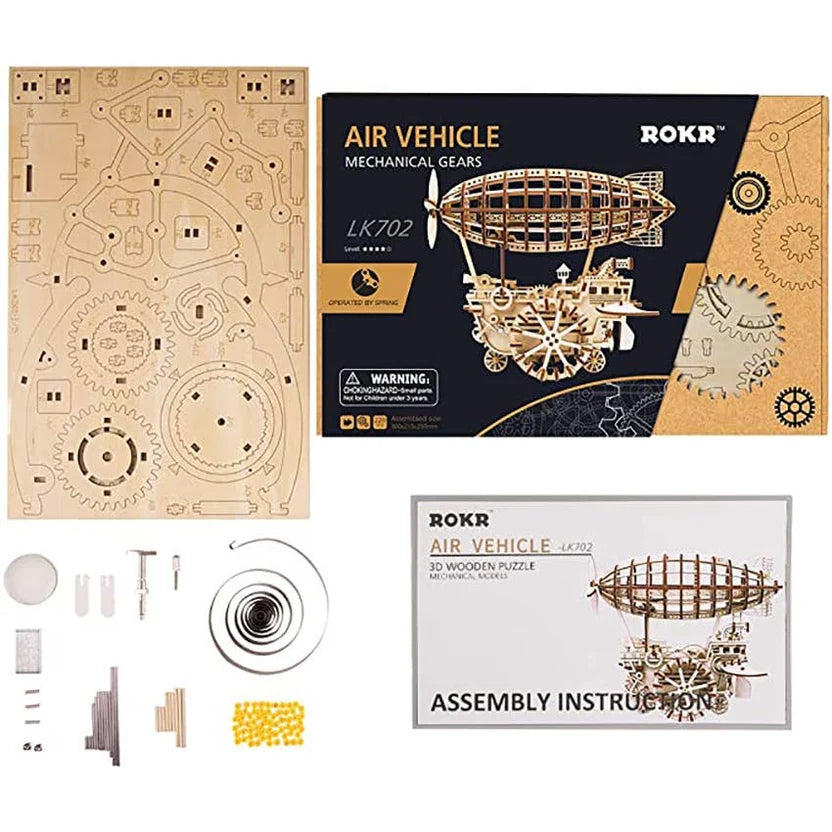 ROKR LK702 Air Vehicle Mechanical Gears 3D Wooden Airship Puzzle Kit 229 Pieces
