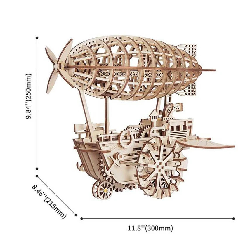 ROKR LK702 Air Vehicle Mechanical Gears 3D Wooden Airship Puzzle Kit 229 Pieces