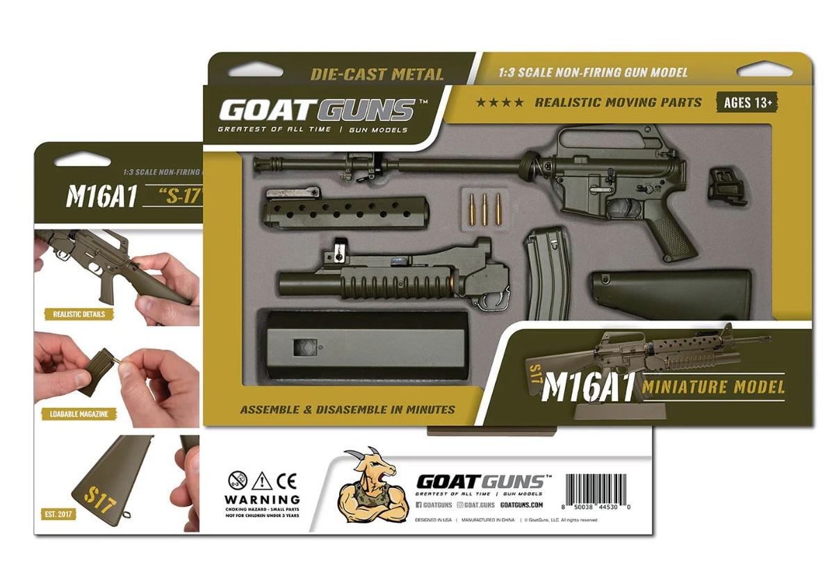 GoatGuns 16-GREEN 1:3 Scale Diecast M16A1 Vietnam Grenadier Model Kit