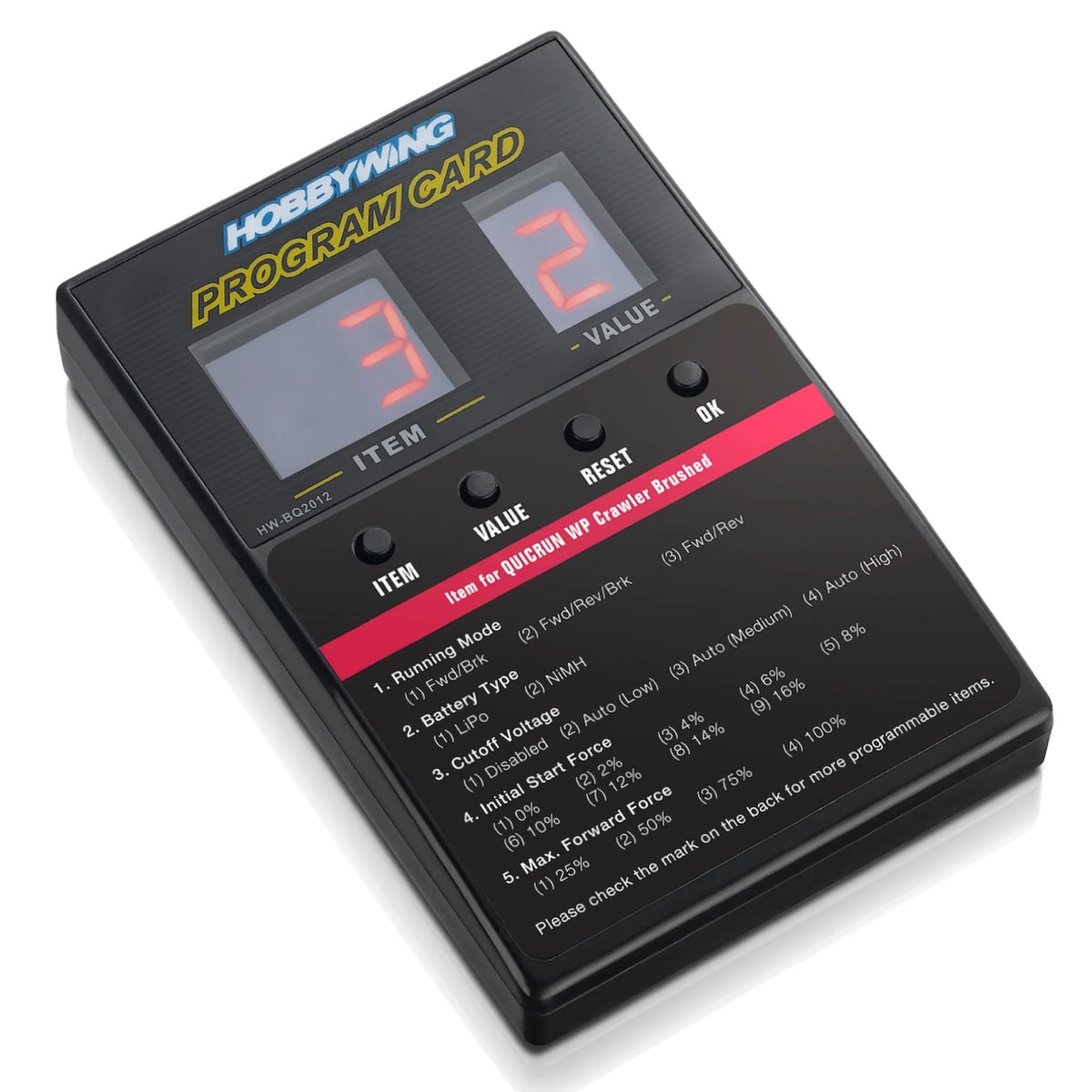 Hobbywing 30501003 LED Program Card ESC Programmer for XeRun EZRun QuicRun