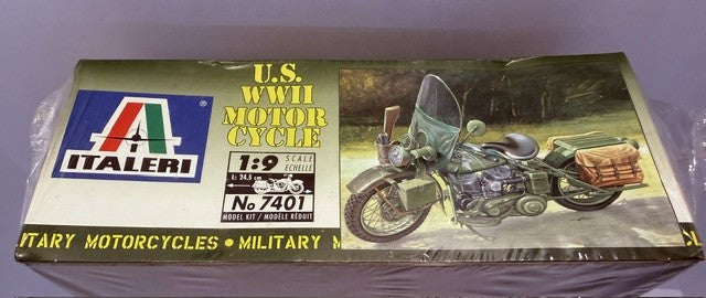 Italeri 7401 WLA 750 U.S. Army WWII Motorcycle 1:9 Scale Model Kit Sealed