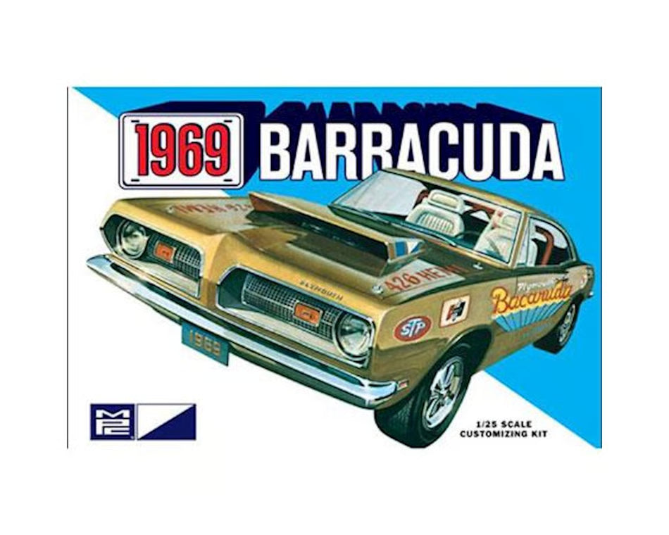 MPC 832 1969 Plymouth Barracuda 1/25 Scale Model Kit - Faded Box