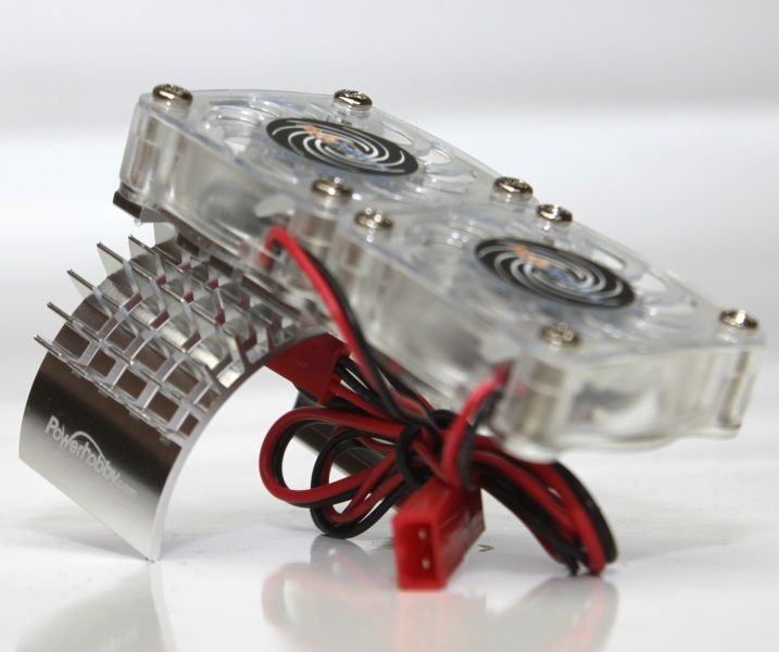 PowerHobby PHBFSSILVER Aluminum Motor Heatsink Twin Fan Slash 4WD Silver