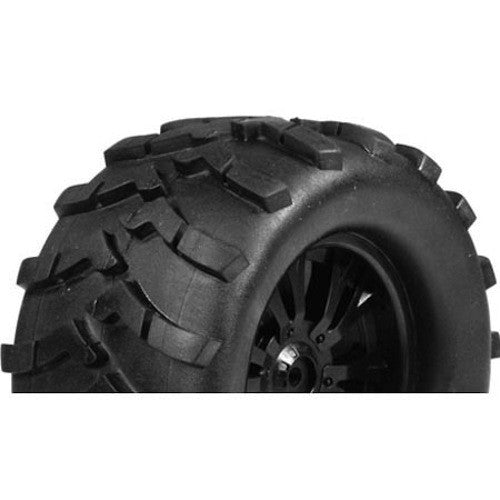 RD Logics 45025 Pre-Mounted Monster Tires Spoke w/ Checks, Black Wheels (2)