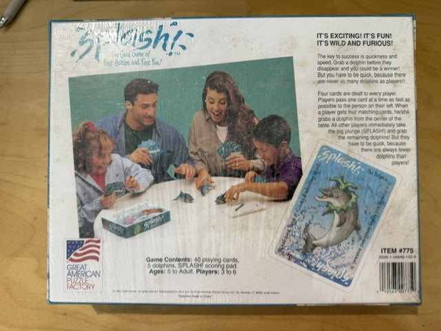 Splash Card Game Great American Puzzle Factory Vintage 1993 Fast Action Family Game