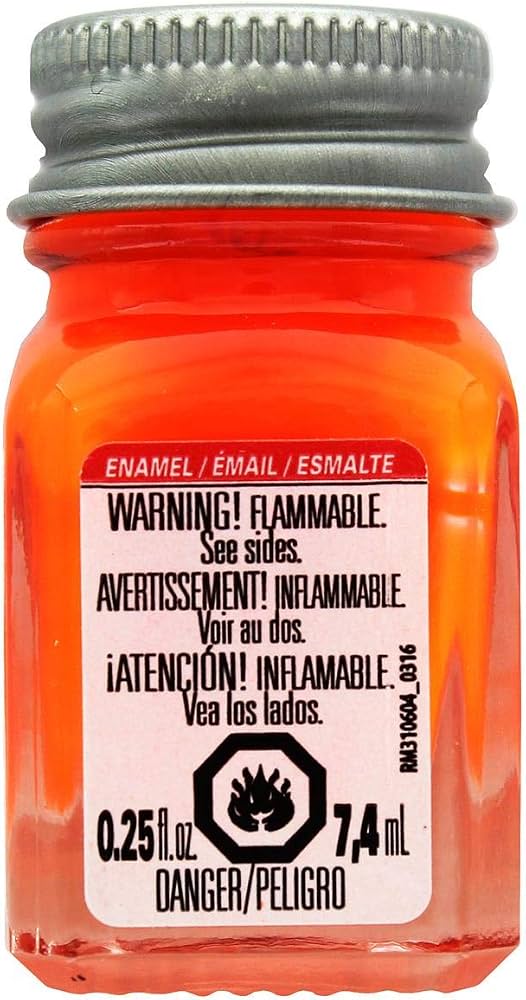 Testors 1137TT Orange Fluorescent Enamel Paint 1/4 oz Model Hobby