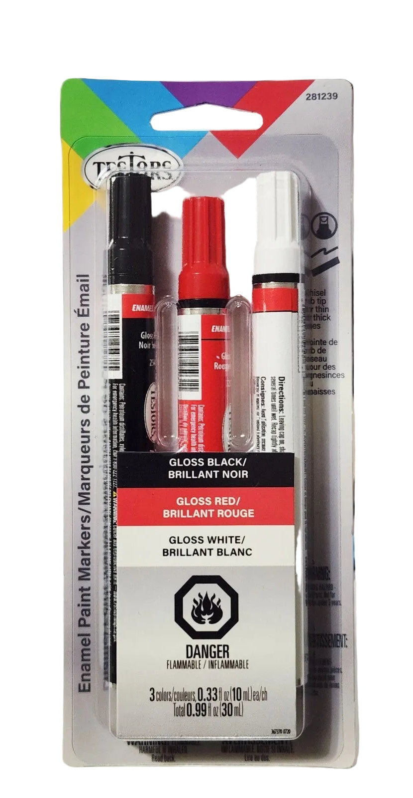 Testors 281239 Enamel Paint Marker Set White Black Red 3pc Model Hobby