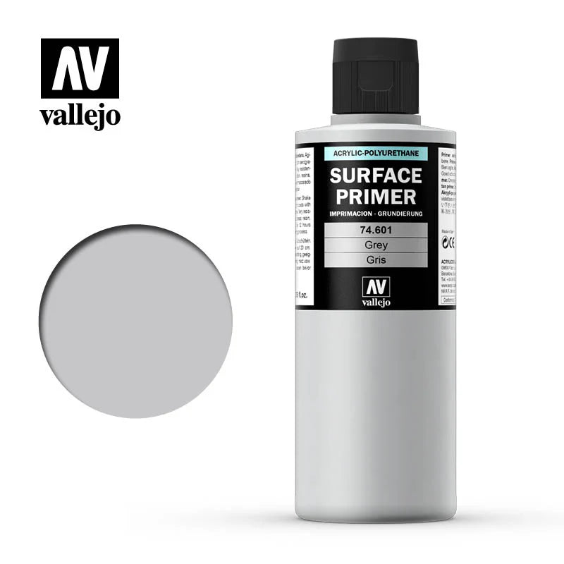 Vallejo 74.601 Grey Surface Primer 200ml Acrylic Polyurethane Airbrush New