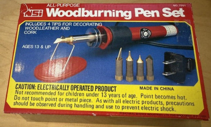 NSI 7701 Woodburning Pen Set Vintage Electric Wood Burner Craft Kit